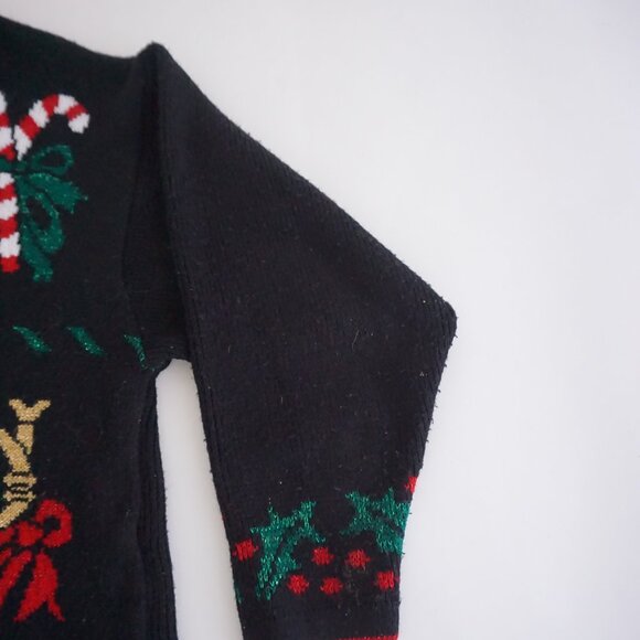 Vintage Style Studio Black Christmas Ornament Bell Stocking Holiday Cardigan M - Picture 4 of 11